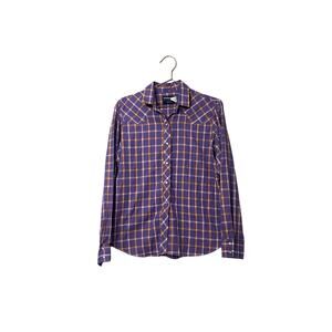 Wrangler pearl snap purple plaid top size medium